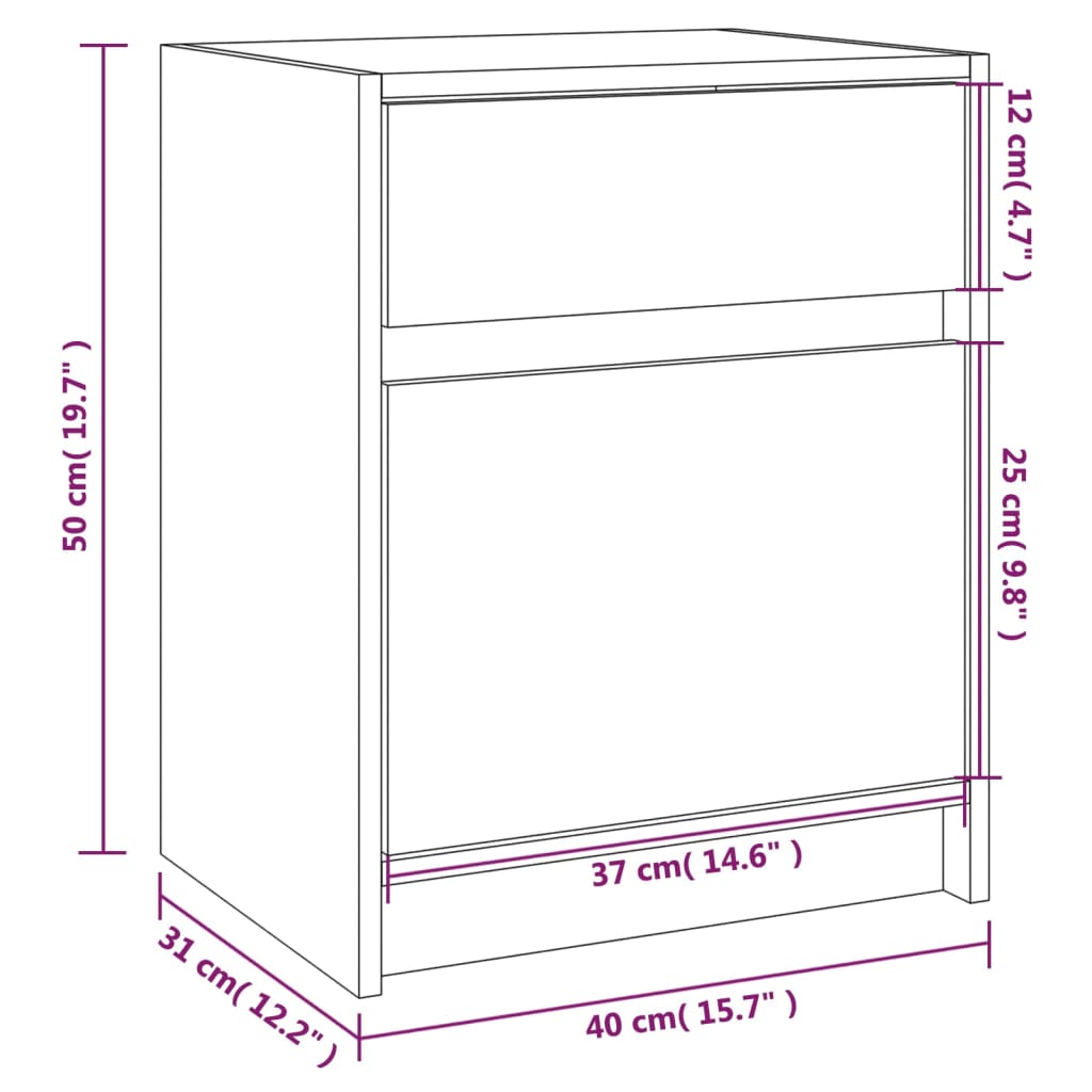 vidaXL Nachtschrank Weiß 40x31x50 cm Massivholz Kiefer