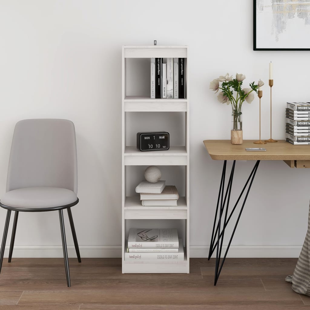 vidaXL Bücherregal Raumteiler Weiß 40x30x135,5 cm Massivholz Kiefer