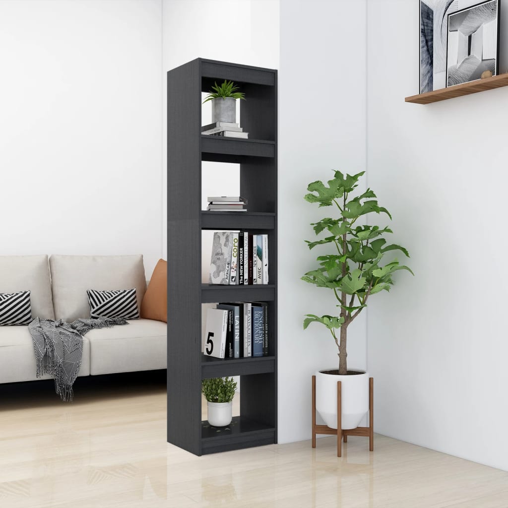 vidaXL Bücherregal/Raumteiler Grau 40x30x167,5 cm Massivholz Kiefer