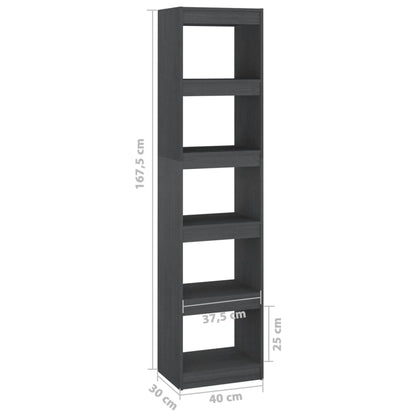 vidaXL Bücherregal/Raumteiler Grau 40x30x167,5 cm Massivholz Kiefer