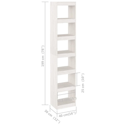 vidaXL Bibliothèque/Séparateur de pièce Blanc 40x30x199 cm Bois de pin massif