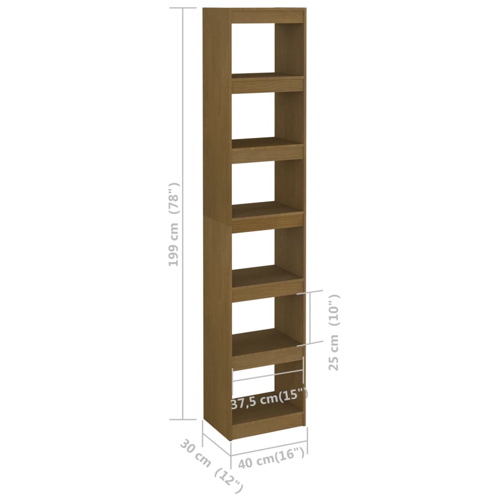 vidaXL Étagère/Séparateur de pièce marron miel 40x30x199 cm Bois de pin massif
