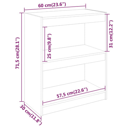 vidaXL Bibliothèque/Meuble de séparation Blanc 60x30x71,5 cm Bois de pin massif
