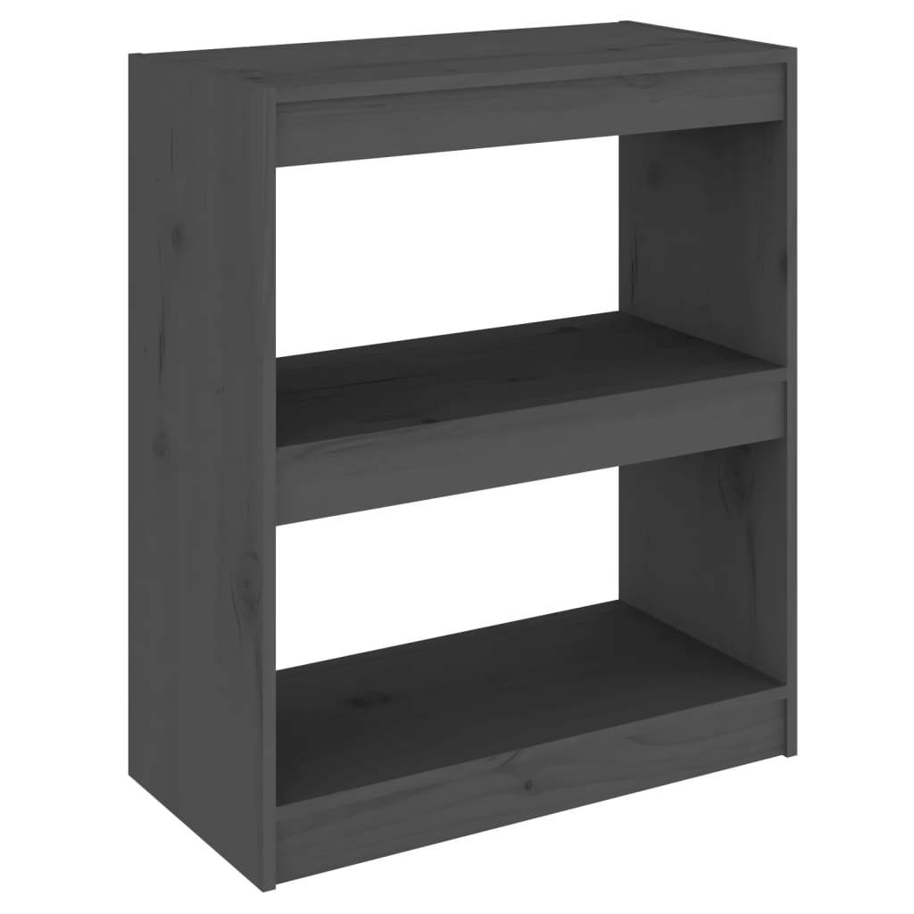 vidaXL Bücherregal/Raumteiler Grau 60x30x71,5 cm Massivholz Kiefer