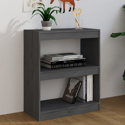 vidaXL Bücherregal/Raumteiler Grau 60x30x71,5 cm Massivholz Kiefer