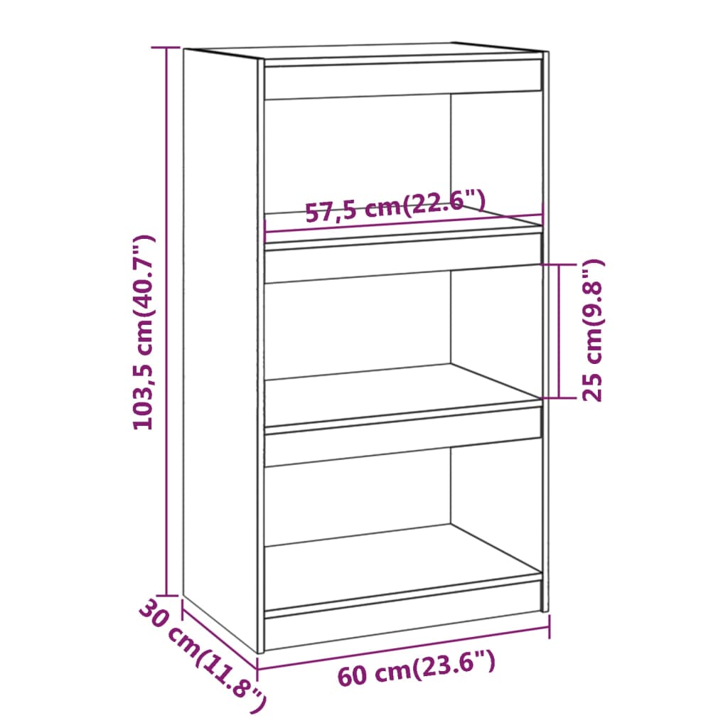vidaXL Étagère/Séparateur de pièce Gris 60x30x103,5 cm Bois de pin massif