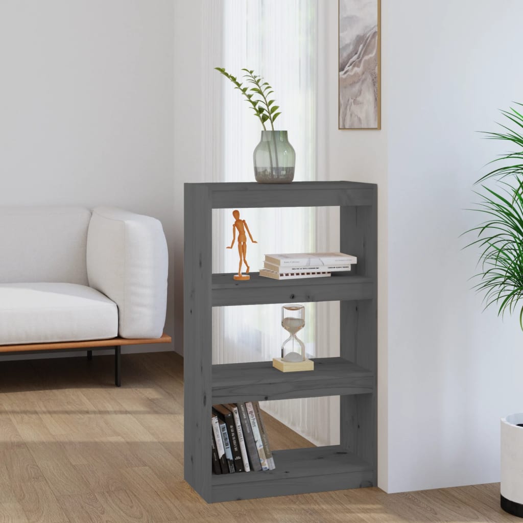 vidaXL Étagère/Séparateur de pièce Gris 60x30x103,5 cm Bois de pin massif
