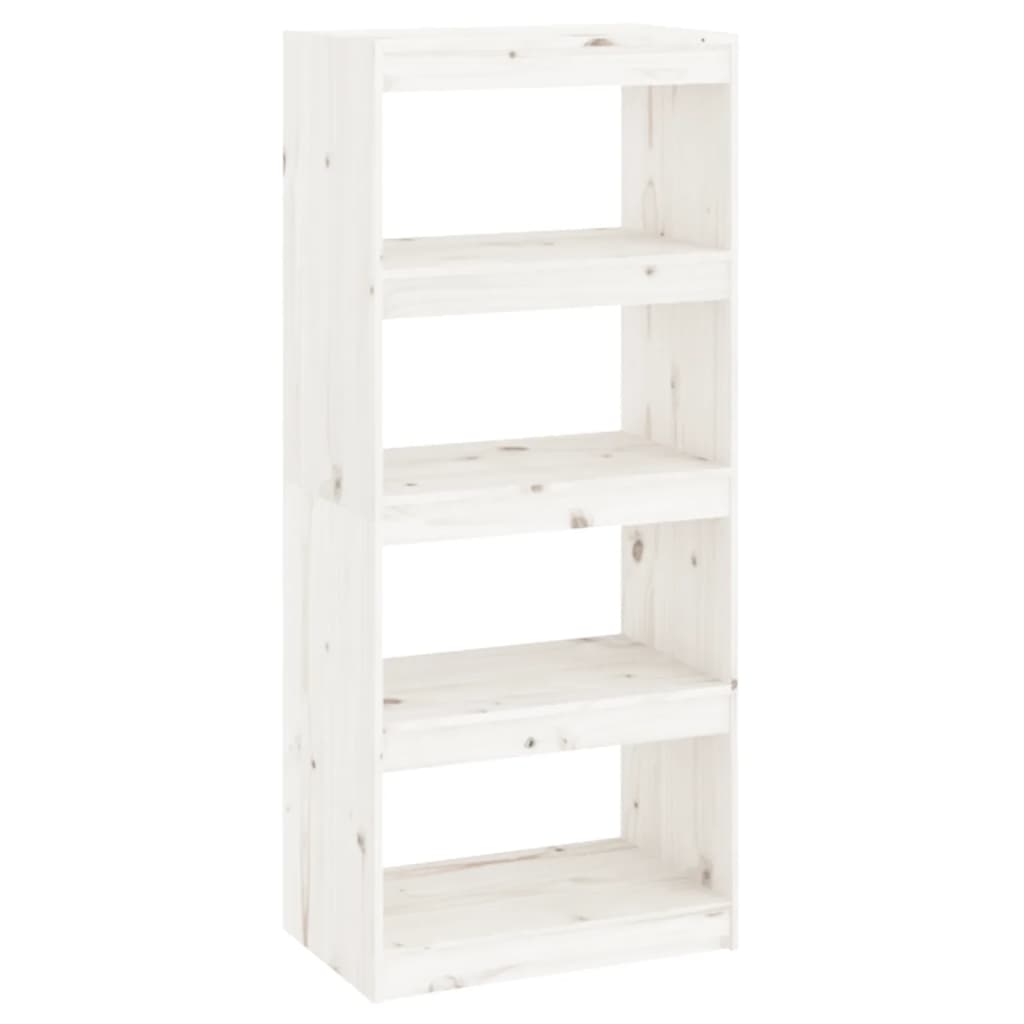 vidaXL Bücherregal/Raumteiler Weiß 60x30x135,5 cm Massivholz Kiefer