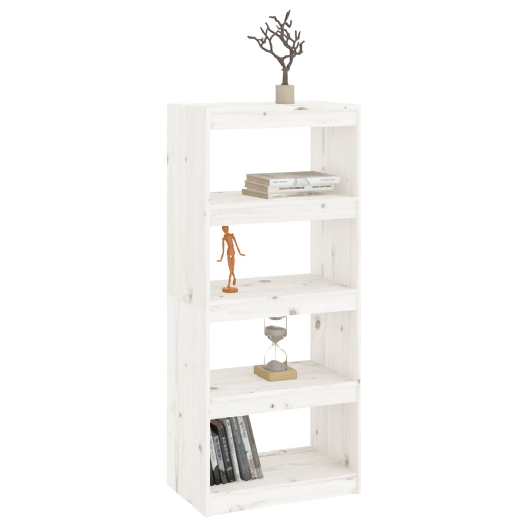 vidaXL Bücherregal/Raumteiler Weiß 60x30x135,5 cm Massivholz Kiefer
