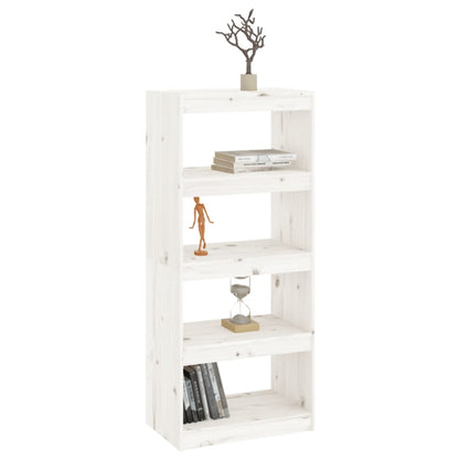 vidaXL Bücherregal/Raumteiler Weiß 60x30x135,5 cm Massivholz Kiefer