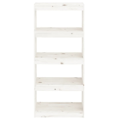 vidaXL Bücherregal/Raumteiler Weiß 60x30x135,5 cm Massivholz Kiefer