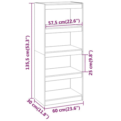 vidaXL Bücherregal/Raumteiler Weiß 60x30x135,5 cm Massivholz Kiefer