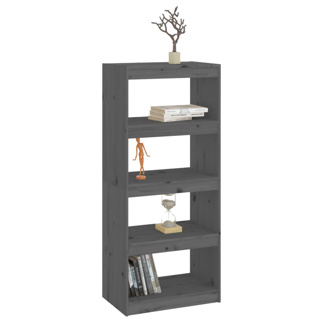 vidaXL Bücherregal/Raumteiler Grau 60x30x135,5 cm Massivholz Kiefer