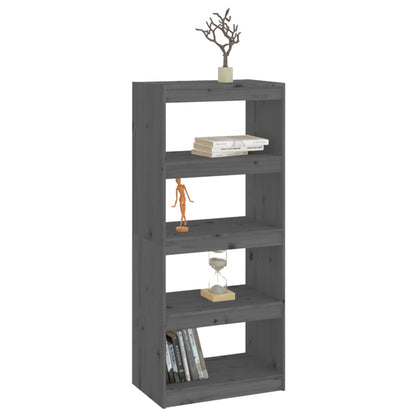 vidaXL Bücherregal/Raumteiler Grau 60x30x135,5 cm Massivholz Kiefer