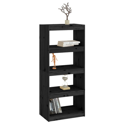 vidaXL Bücherregal/Raumteiler Schwarz 60x30x135,5 cm Massivholz Kiefer