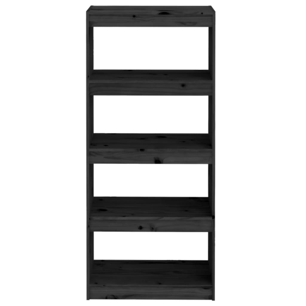 vidaXL Bücherregal/Raumteiler Schwarz 60x30x135,5 cm Massivholz Kiefer
