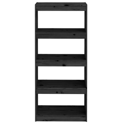 vidaXL Bücherregal/Raumteiler Schwarz 60x30x135,5 cm Massivholz Kiefer