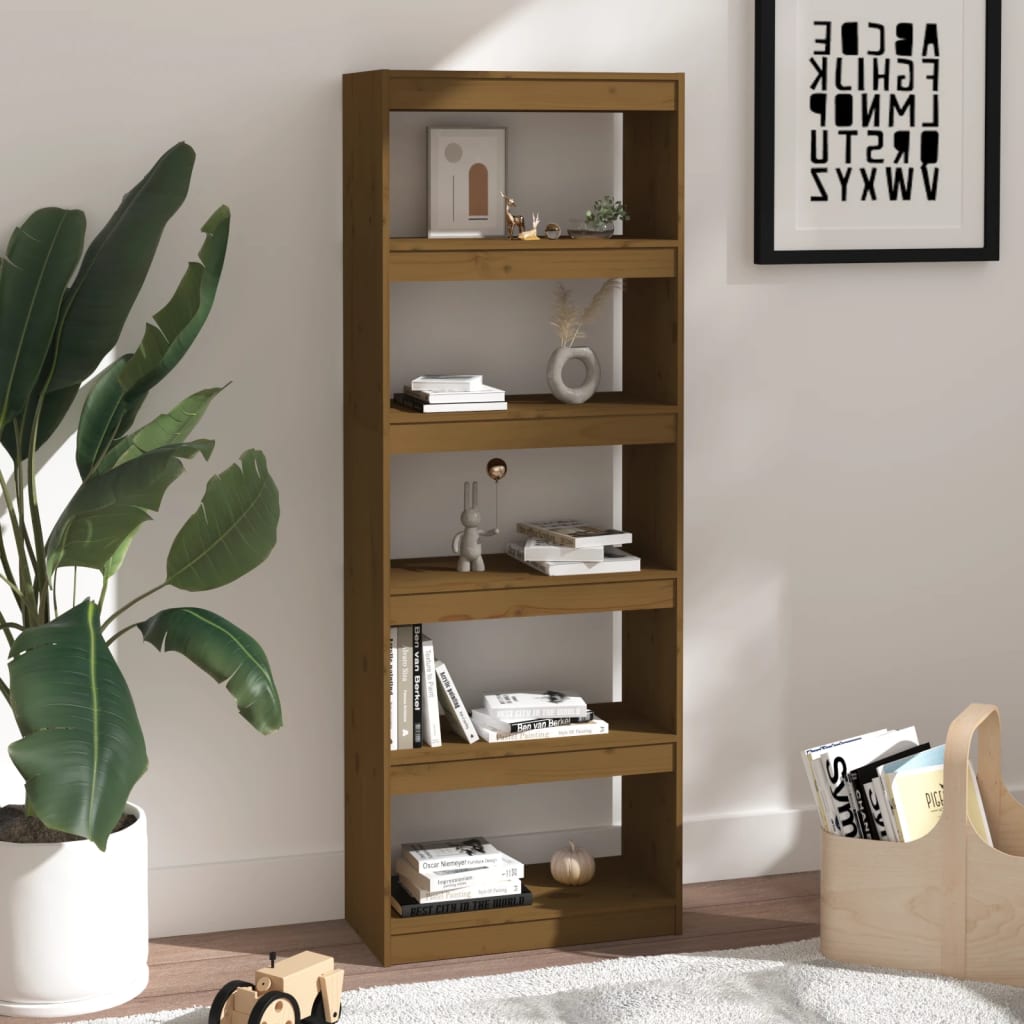 vidaXL Bücherregal/Raumteiler Honigbraun 60x30x167,5 cm Kiefernholz