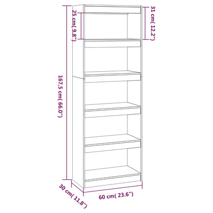 vidaXL Bücherregal/Raumteiler Honigbraun 60x30x167,5 cm Kiefernholz