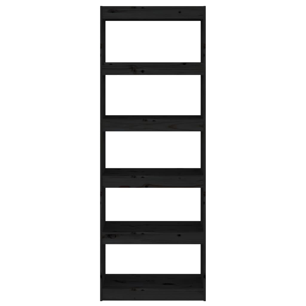 vidaXL Bücherregal/Raumteiler Schwarz 60x30x167,5 cm Massivholz Kiefer