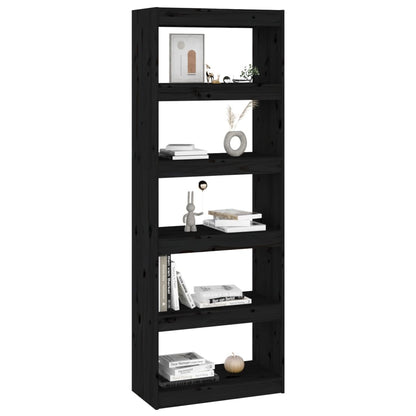 vidaXL Bücherregal/Raumteiler Schwarz 60x30x167,5 cm Massivholz Kiefer