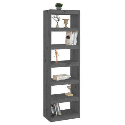 vidaXL Bücherregal/Raumteiler Grau 60x30x199,5 cm Massivholz Kiefer