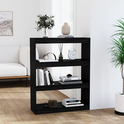 vidaXL Bibliothèque/Séparateur de pièce Noir 80x30x103,5 cm Bois de pin massif