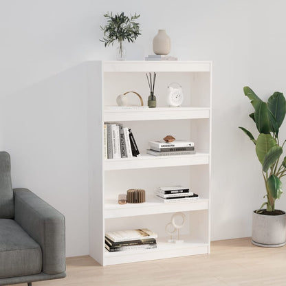 vidaXL Bücherregal/Raumteiler Weiß 80x30x135,5 cm Massivholz Kiefer