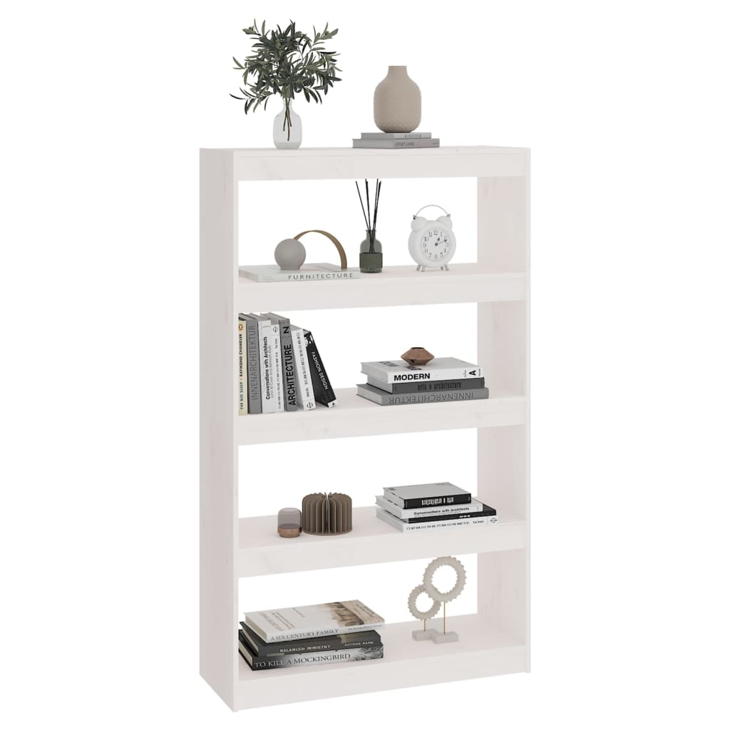 vidaXL Bücherregal/Raumteiler Weiß 80x30x135,5 cm Massivholz Kiefer