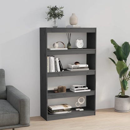 vidaXL Bücherregal/Raumteiler Grau 80x30x135,5 cm Massivholz Kiefer