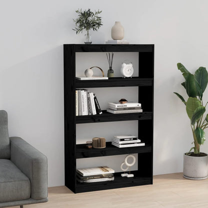 vidaXL Bücherregal/Raumteiler Schwarz 80x30x135,5 cm Massivholz Kiefer