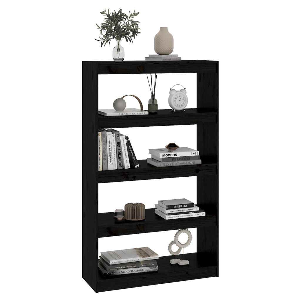 vidaXL Bücherregal/Raumteiler Schwarz 80x30x135,5 cm Massivholz Kiefer