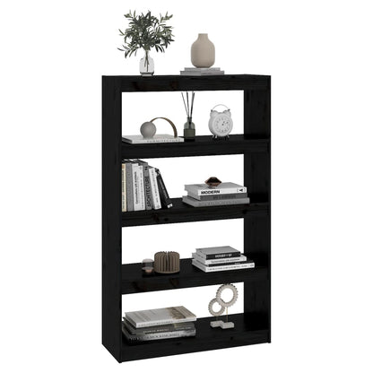 vidaXL Bücherregal/Raumteiler Schwarz 80x30x135,5 cm Massivholz Kiefer