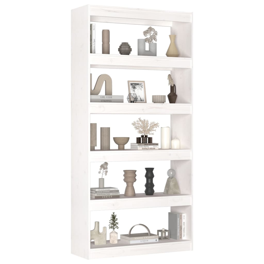 vidaXL Bücherregal/Raumteiler Weiß 80x30x167,4 cm Massivholz Kiefer