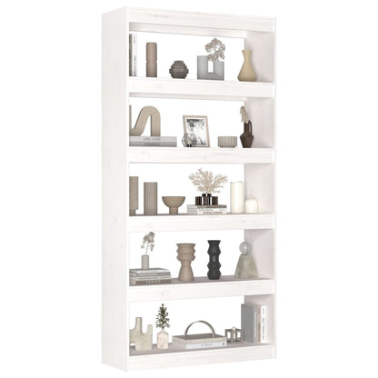 vidaXL Bücherregal/Raumteiler Weiß 80x30x167,4 cm Massivholz Kiefer