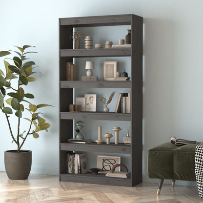 vidaXL Bücherregal/Raumteiler Grau 80x30x167,4 cm Massivholz Kiefer