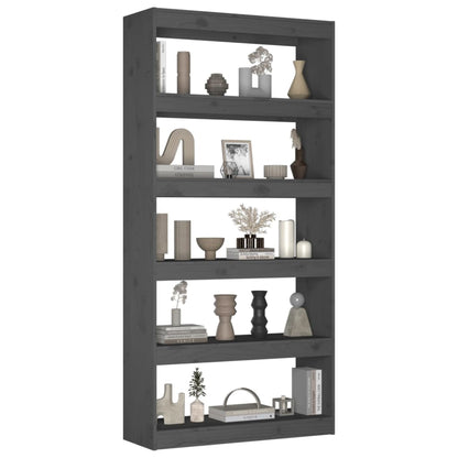 vidaXL Bücherregal/Raumteiler Grau 80x30x167,4 cm Massivholz Kiefer