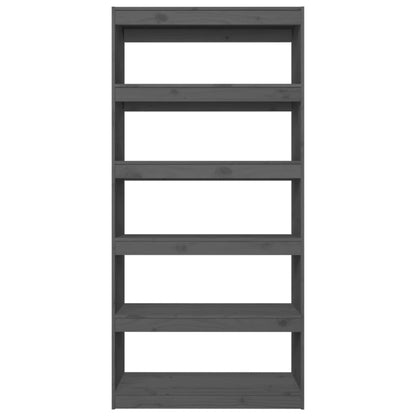 vidaXL Bücherregal/Raumteiler Grau 80x30x167,4 cm Massivholz Kiefer