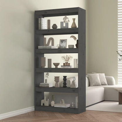 vidaXL Bücherregal/Raumteiler Grau 80x30x167,4 cm Massivholz Kiefer