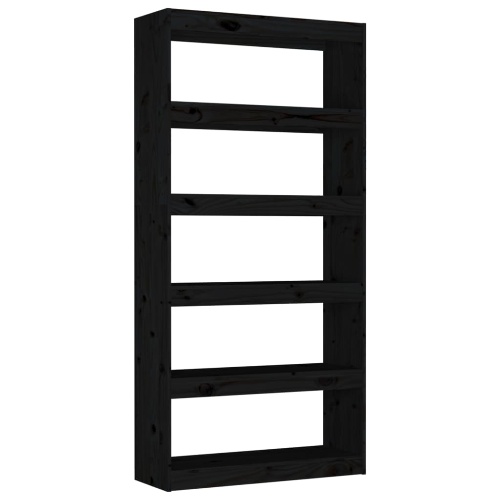vidaXL Bücherregal/Raumteiler Schwarz 80x30x167,4 cm Massivholz Kiefer
