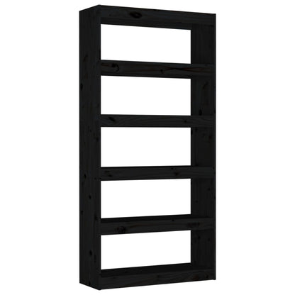 vidaXL Bücherregal/Raumteiler Schwarz 80x30x167,4 cm Massivholz Kiefer