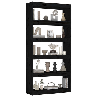 vidaXL Bücherregal/Raumteiler Schwarz 80x30x167,4 cm Massivholz Kiefer