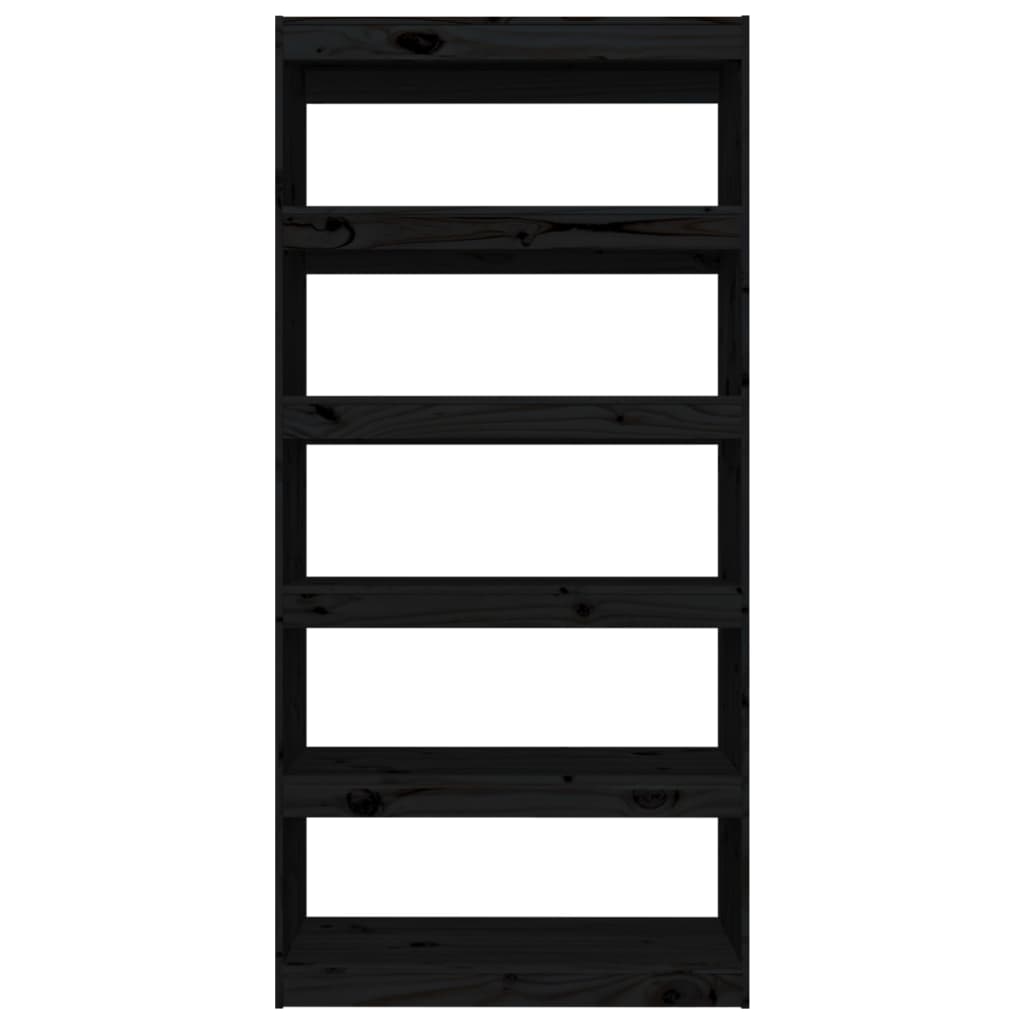 vidaXL Bücherregal/Raumteiler Schwarz 80x30x167,4 cm Massivholz Kiefer