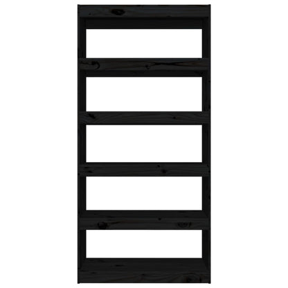 vidaXL Bücherregal/Raumteiler Schwarz 80x30x167,4 cm Massivholz Kiefer