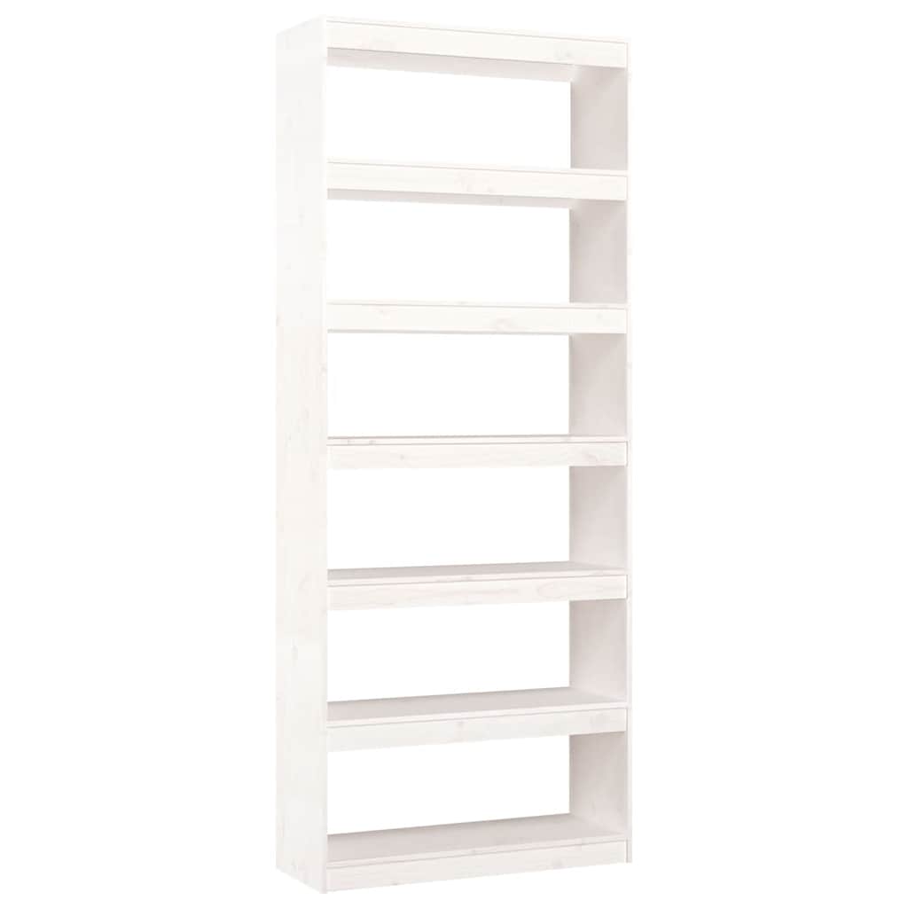 Bücherregal/Raumteiler Weiß 80x30x199,5 cm Massivholz Kiefer