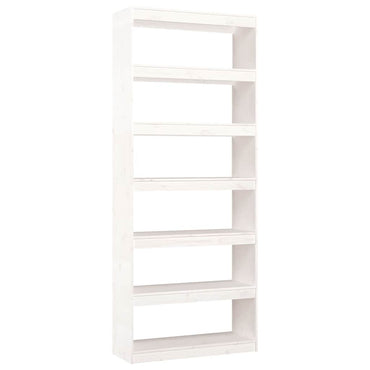 vidaXL Bücherregal/Raumteiler Weiß 80x30x199,5 cm Massivholz Kiefer