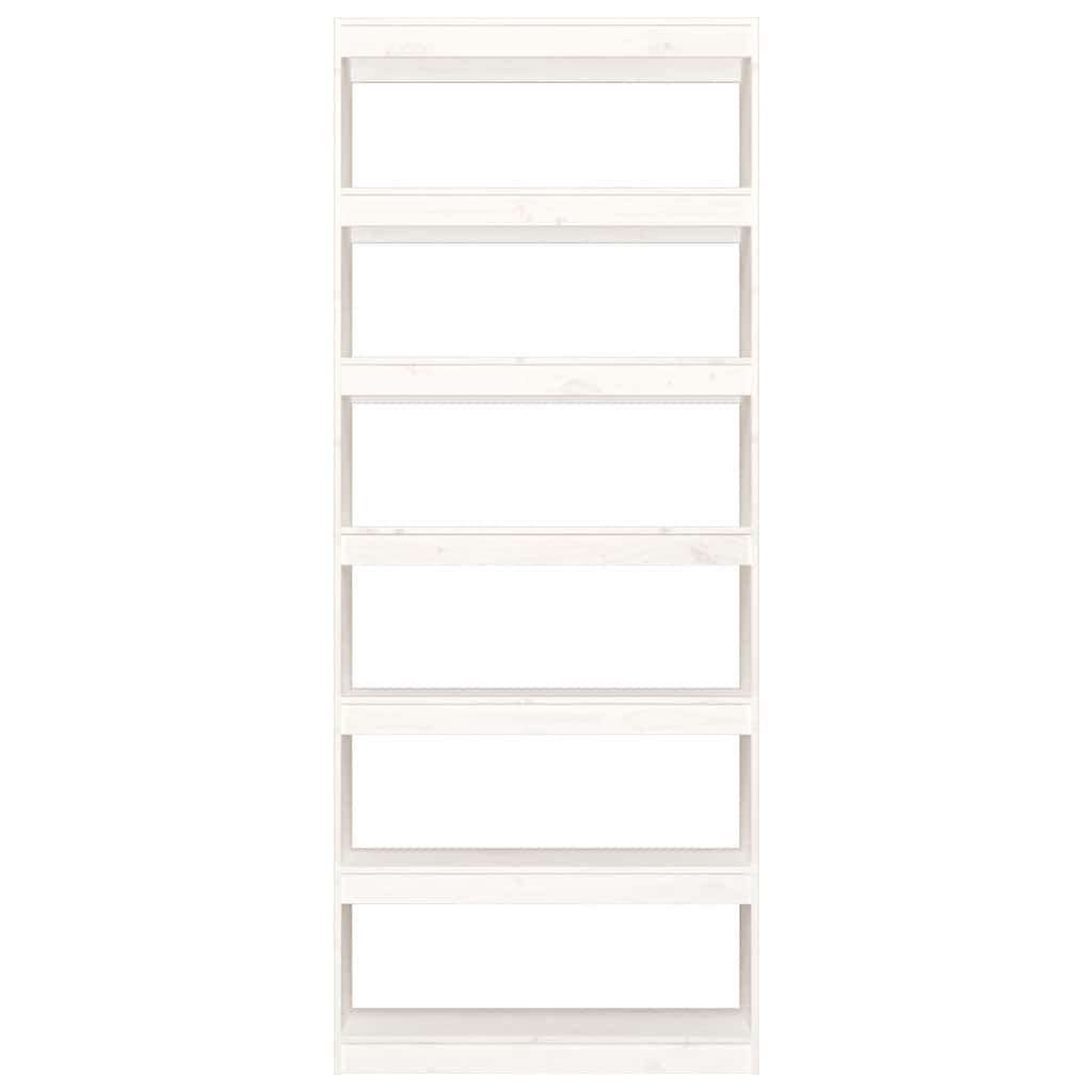 Bücherregal/Raumteiler Weiß 80x30x199,5 cm Massivholz Kiefer
