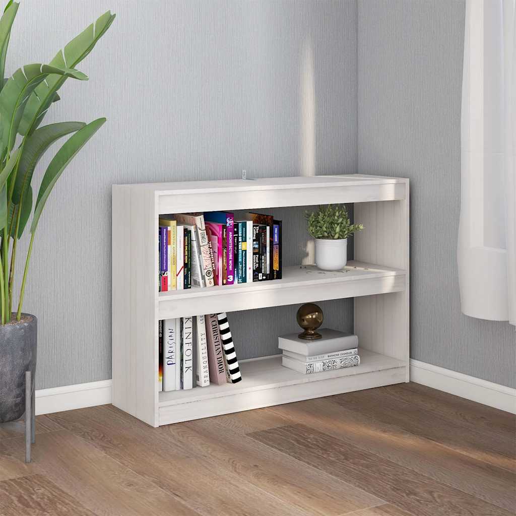 vidaXL Bücherregal Raumteiler Weiß 100x30x71,5 cm Massivholz Kiefer