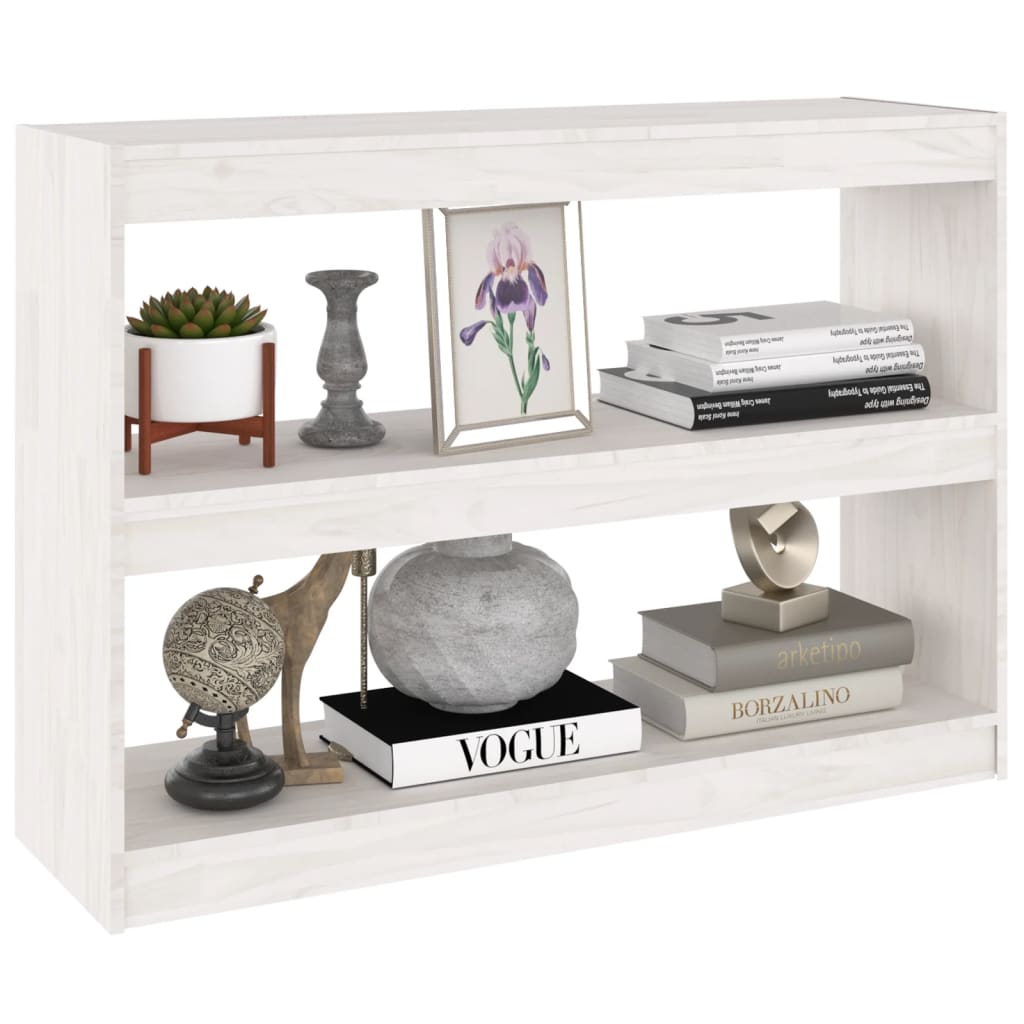 vidaXL Bücherregal Raumteiler Weiß 100x30x71,5 cm Massivholz Kiefer