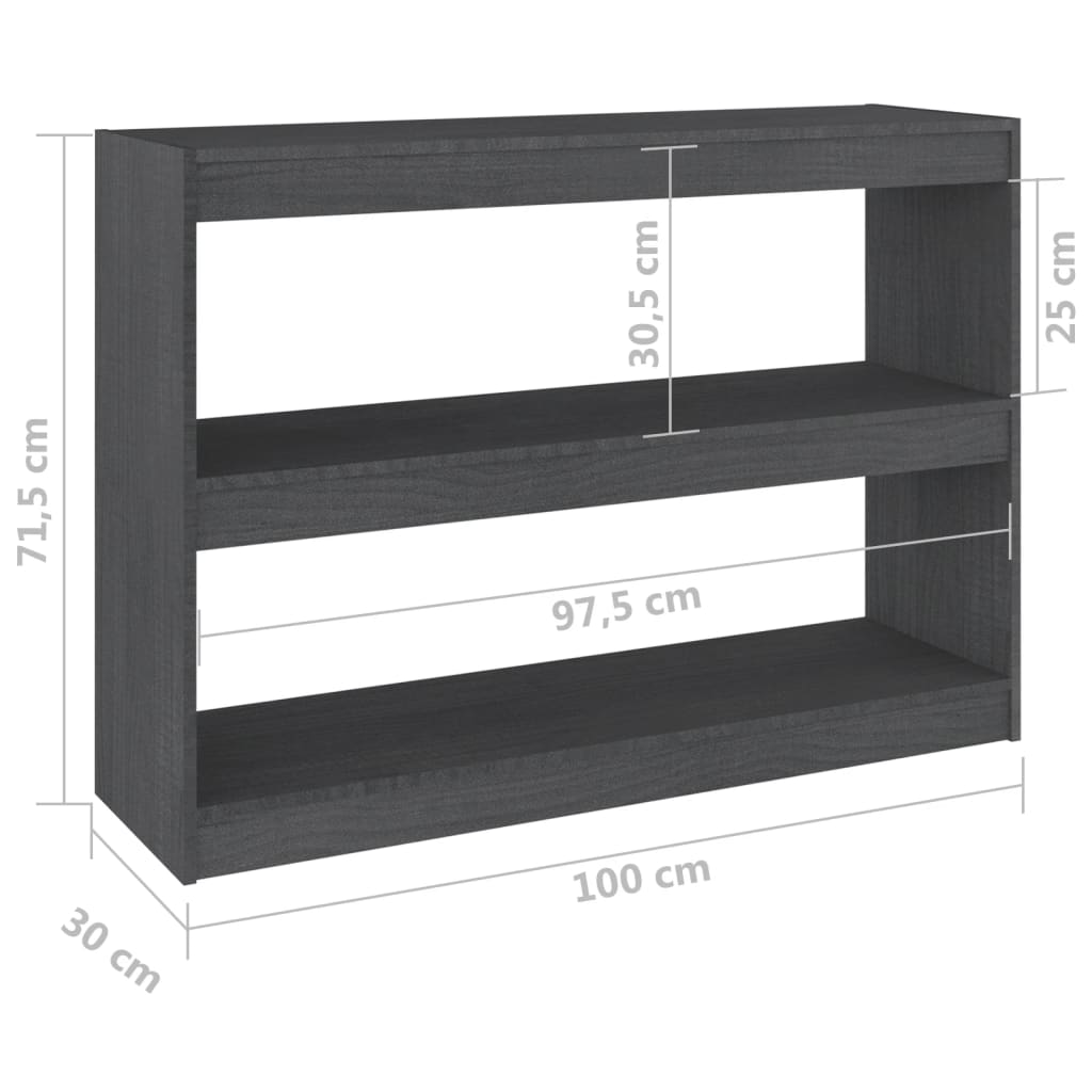 vidaXL Étagère/séparateur de pièce Gris 100x30x71,5 cm Bois de pin massif